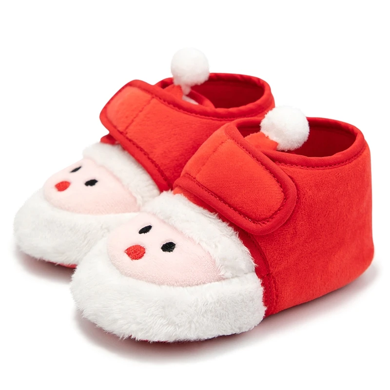

Детская Рождественская обувь на плоской подошве, мягкая Нескользящая пушистая домашняя Уличная обувь для малышей для девочек и мальчиков