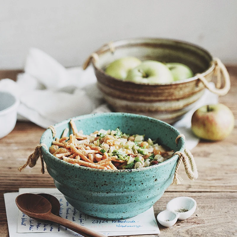 1PC Japanese Style Ceramic Retro Twine Double Ear Soup Ramen Rice Vegetable Fruit Bowls Restaurant Household Tableware Sets
1PC Japanese Style Ceramic Retro Twine Double Ear Soup Ramen Rice Vegetable Fruit Bowls Restaurant Household Tableware Sets