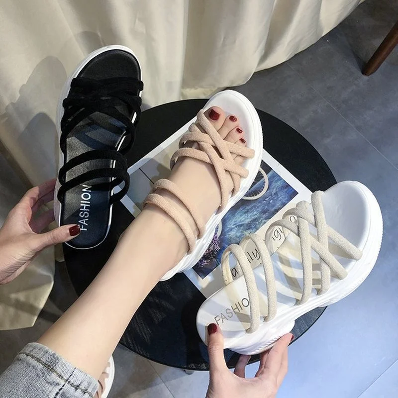 Женские пляжные босоножки на толстой подошве, сандалии на платформе 8 см с открытым носком, Новинка лета 2021
Женские пляжные босоножки на толстой подошве, сандалии на платформе 8 см с открытым носком, Новинка лета 2021