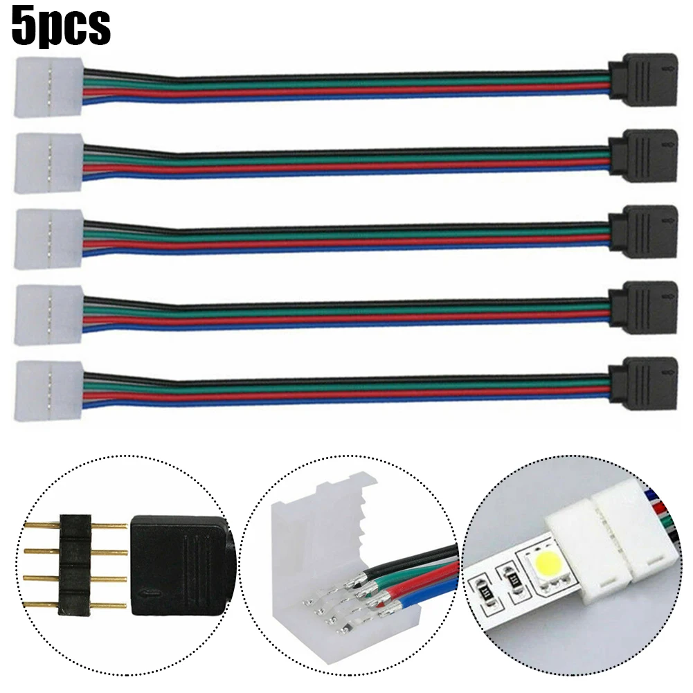 

5X 4PIN Male/Female Connector Wire Cable For LED SMD 2835/3528/5050 RGB Flexible Strip 4 Pin Female Connector Cable