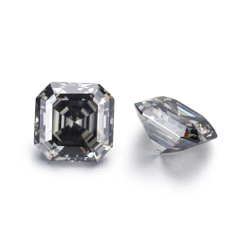 

Gray Asscher Cut Moissaite Lab Diamond VVS1 Women's Jewelry Material Pass Diamond Tester with Comes with GRA Certificate
