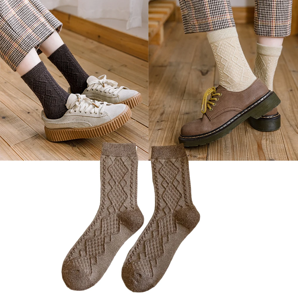 2 шт., утепленные шерстяные носки с ромбовидным узором
2 шт., утепленные шерстяные носки с ромбовидным узором