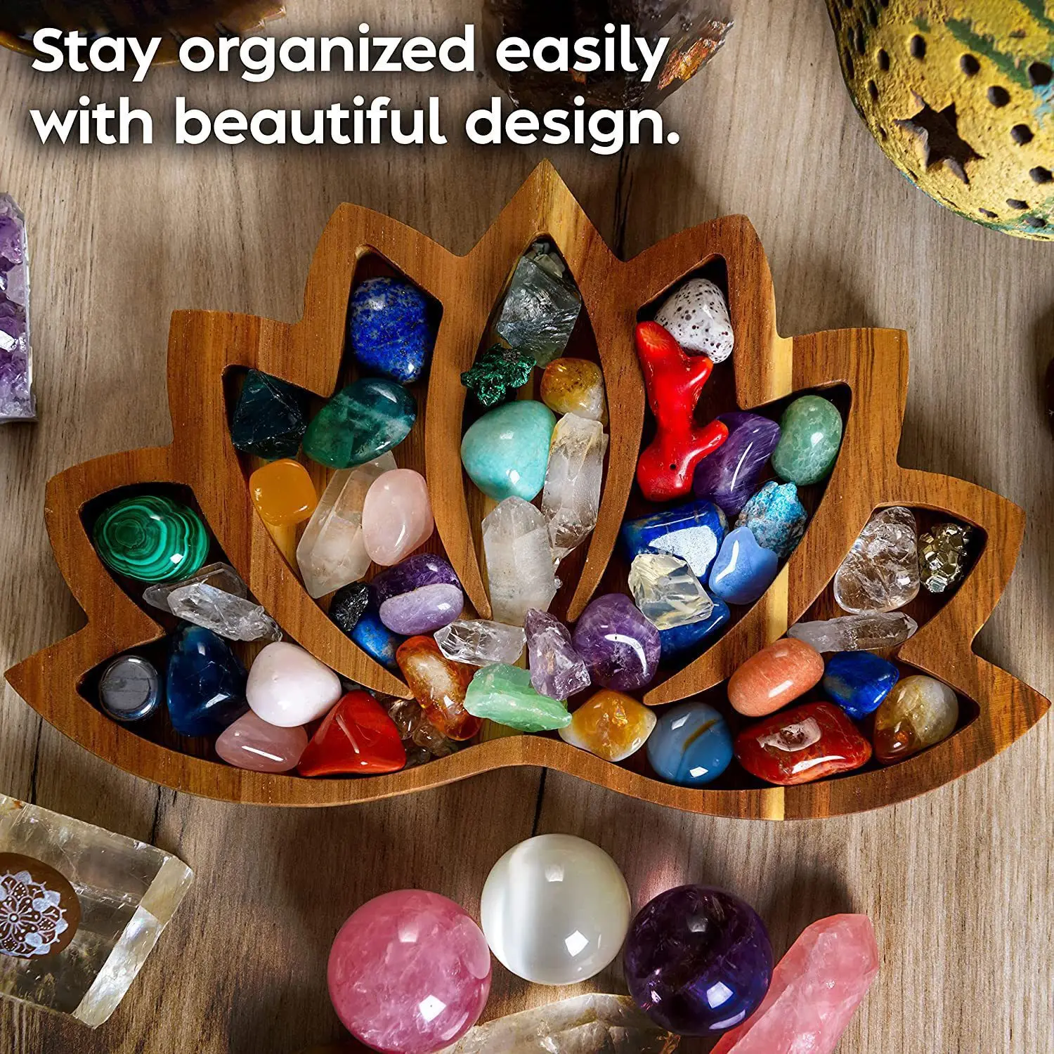 New products display crystal stone lotus shaped tray display box pine wood handicraft table top home decoration ornaments decor
New products display crystal stone lotus shaped tray display box pine wood handicraft table top home decoration ornaments decor
