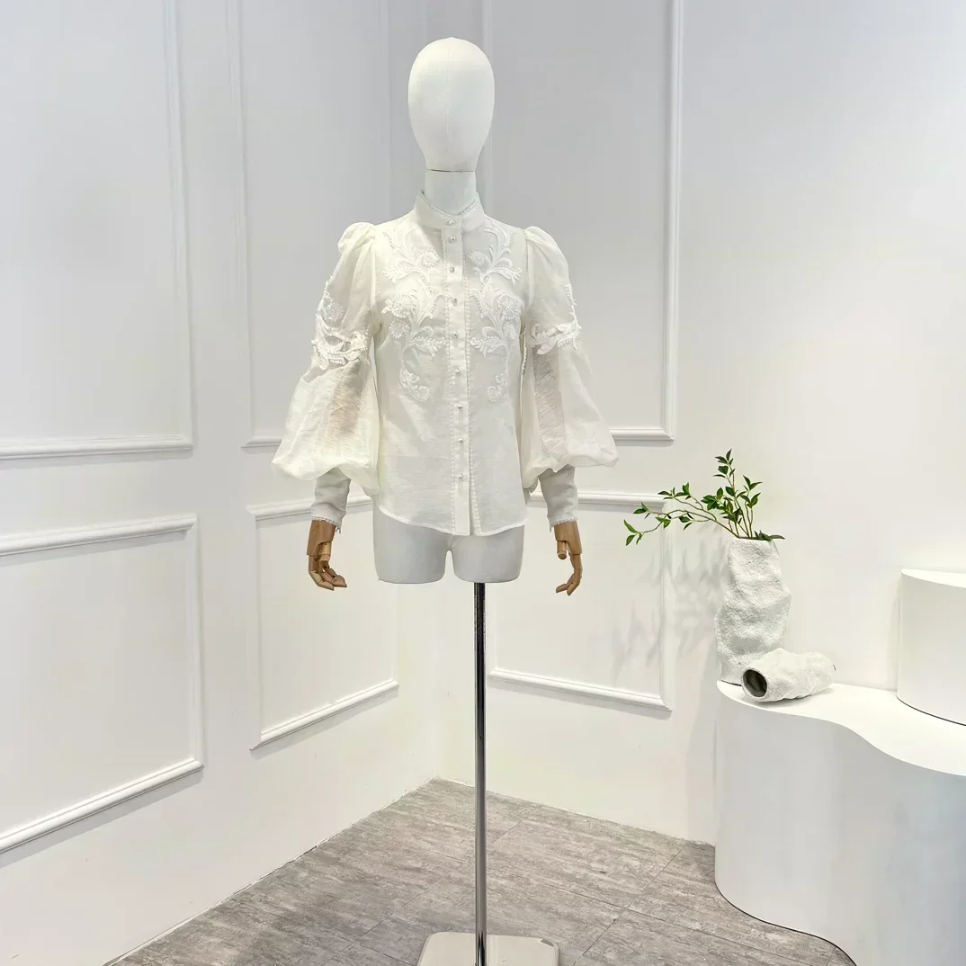 New Natural Fabric 2023 Summer Vintage Elegant Long Lantern Sleeve Pearl White Appliques Women Blouse
New Natural Fabric 2023 Summer Vintage Elegant Long Lantern Sleeve Pearl White Appliques Women Blouse