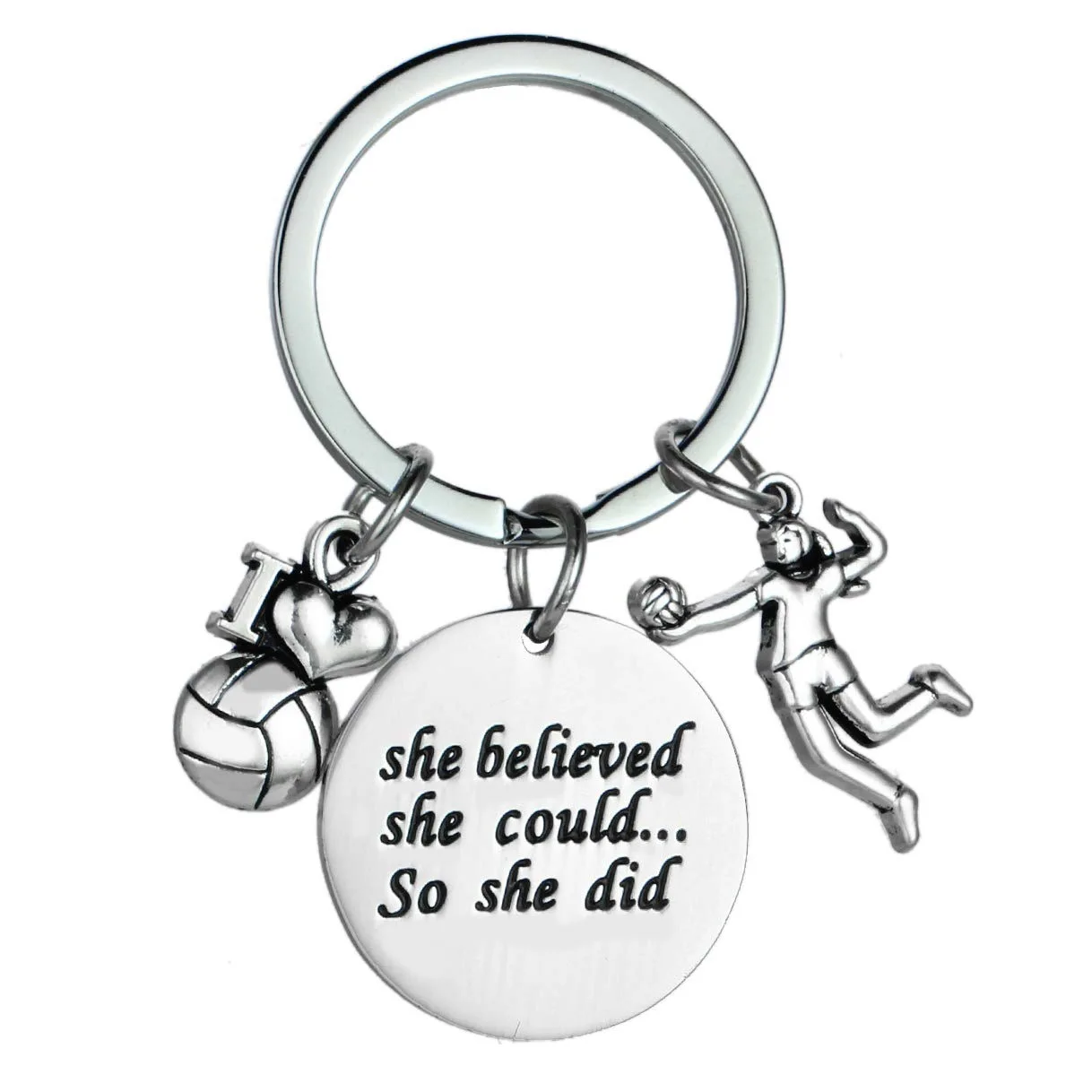 She Believed I Love Volleyball Player Girl Key Chain Stainless Steel Jewelry Accessories Pendant Friend Family Gifts Fashion
She Believed I Love Volleyball Player Girl Key Chain Stainless Steel Jewelry Accessories Pendant Friend Family Gifts Fashion