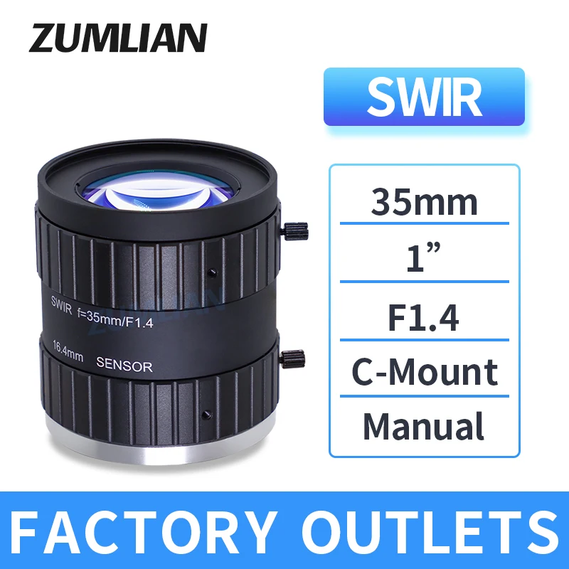 Indusrial Lens 35mm FA Lens 5MP F1.4 2/3" NIR Camera lens wavelength 700-1700nm SWIR Lens C-mount Low Distortion Machine Vision
Indusrial Lens 35mm FA Lens 5MP F1.4 2/3" NIR Camera lens wavelength 700-1700nm SWIR Lens C-mount Low Distortion Machine Vision