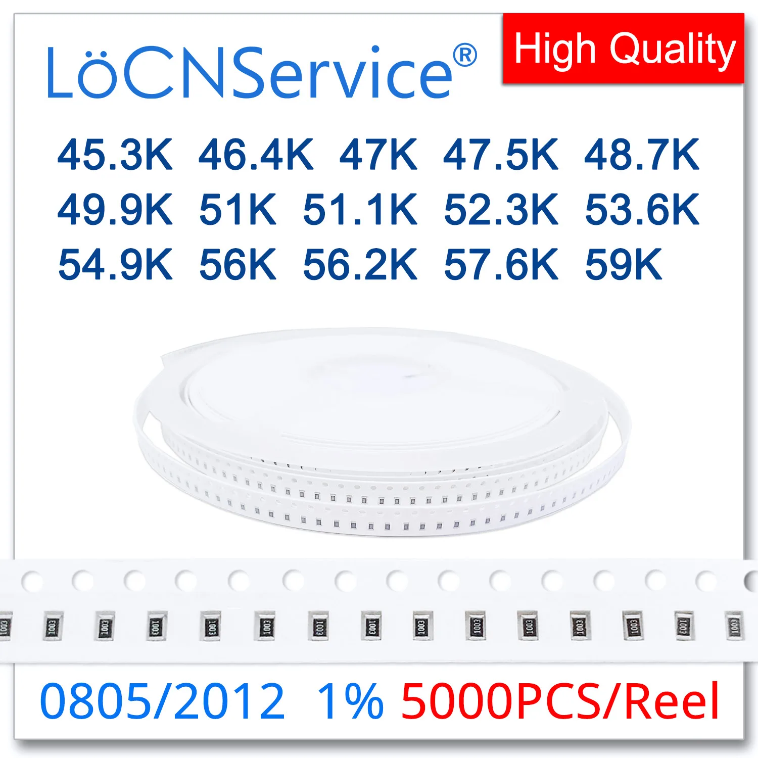 

LoCNService 0805 1% 5000PCS 45.3K 46.4K 47K 47.5K 48.7K 49.9K 51K 51.1K 52.3K 53.6K 54.9K 56K 56.2K 57.6K 59K 2012 Resistor OHM