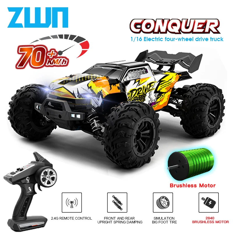 ZWN 1:16 70 км/ч или 50 4WD RC автомобиль с светодиодный дистанционным управлением