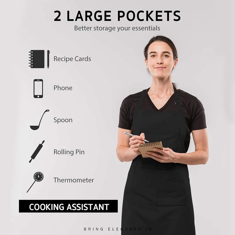 2 Pack Polyester Adjustable Bib Apron With 2 Pockets Cooking Kitchen Aprons For Women Men Chef,Black
2 Pack Polyester Adjustable Bib Apron With 2 Pockets Cooking Kitchen Aprons For Women Men Chef,Black