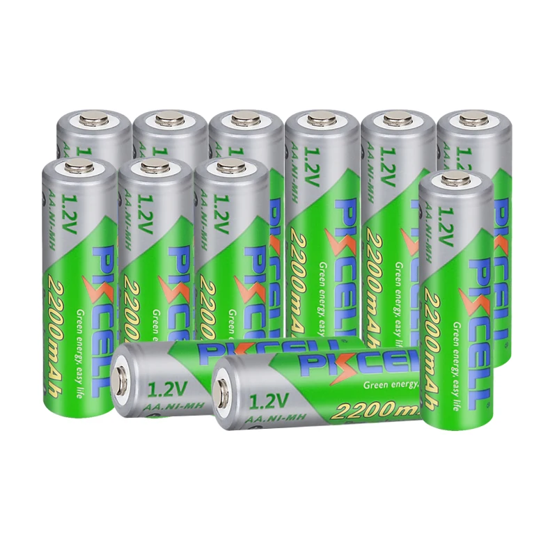 

12Pcs PKCELL 2200mAh 1.2V AA Rechargeable Battery NIMH Low Self Discharge NI-MH 2A Batteria for flashlight toys remote