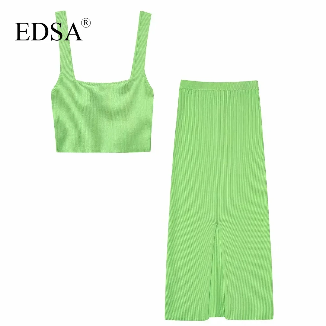 EDSA Women Fashion Green Ribbed Knit Cropped Tank Top & High Waist Midi Skirt 2 Pieces Set Streetwear
EDSA Women Fashion Green Ribbed Knit Cropped Tank Top & High Waist Midi Skirt 2 Pieces Set Streetwear