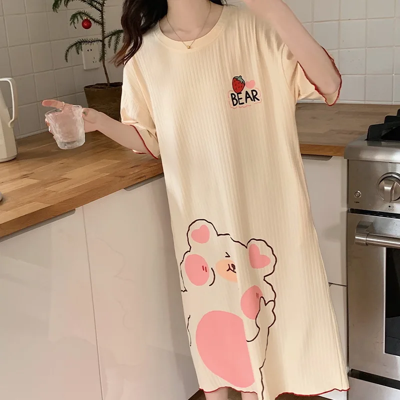 Pajama Woman Xia Modale Short Sleeve Nightdress Spring And Autumn Mid-Length Korean Version Cute Sexy Large Size Dress Homewear
Pajama Woman Xia Modale Short Sleeve Nightdress Spring And Autumn Mid-Length Korean Version Cute Sexy Large Size Dress Homewear
