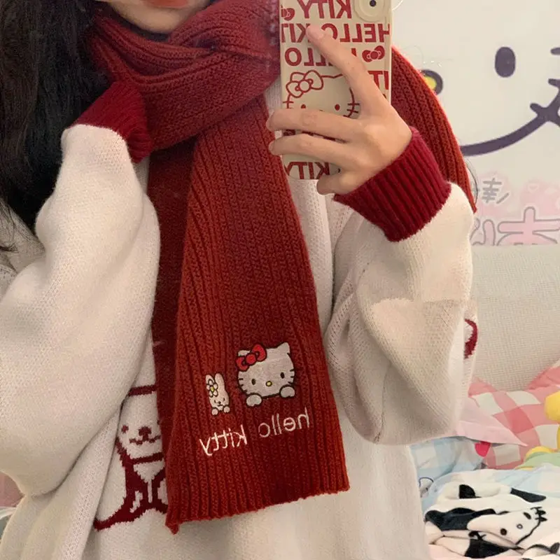 Sanrio Hello Kittys Knit Scarf Y2K Girls Sweet Lovely Winter Warm Scarf Women's Red Cartoon Embroidered Neck Scarf Trend Shawl
Sanrio Hello Kittys Knit Scarf Y2K Girls Sweet Lovely Winter Warm Scarf Women's Red Cartoon Embroidered Neck Scarf Trend Shawl
