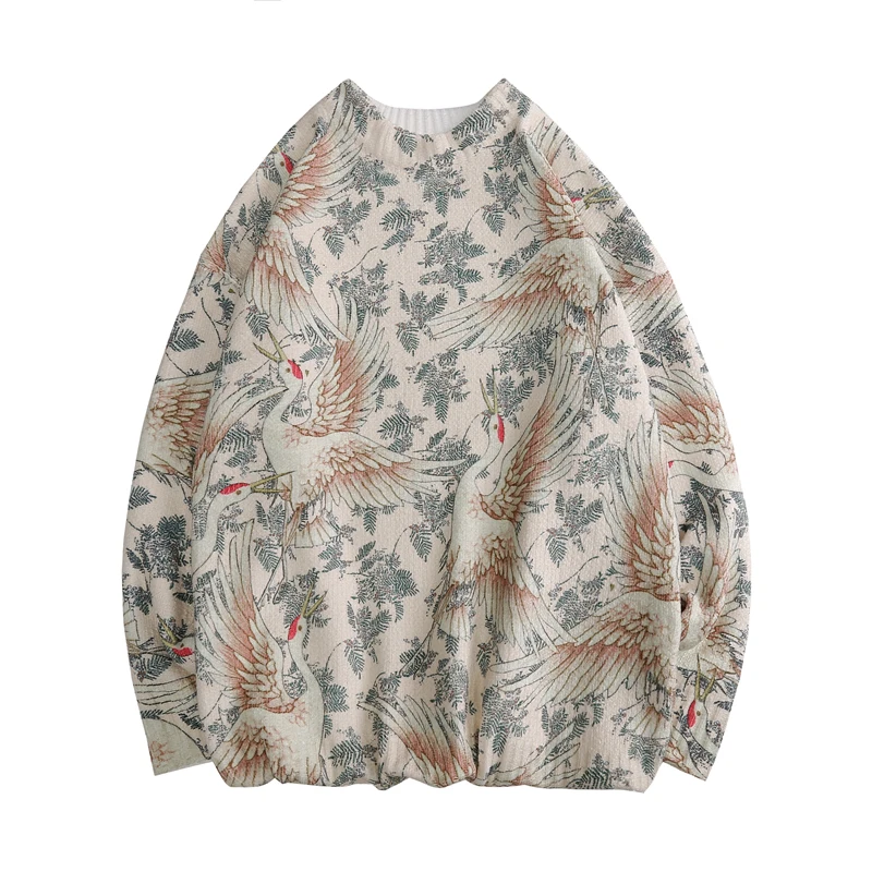 Spring and Autumn New Chinese Style Crane Printed Sweater Men's Round Neck Loose Sweater Japanese Vintage Pullover
Spring and Autumn New Chinese Style Crane Printed Sweater Men's Round Neck Loose Sweater Japanese Vintage Pullover