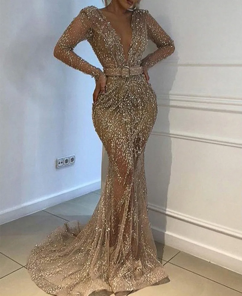 2022 European American new women's sexy sleeveless deep V dress sequins long annual party evening dress
2022 European American new women's sexy sleeveless deep V dress sequins long annual party evening dress