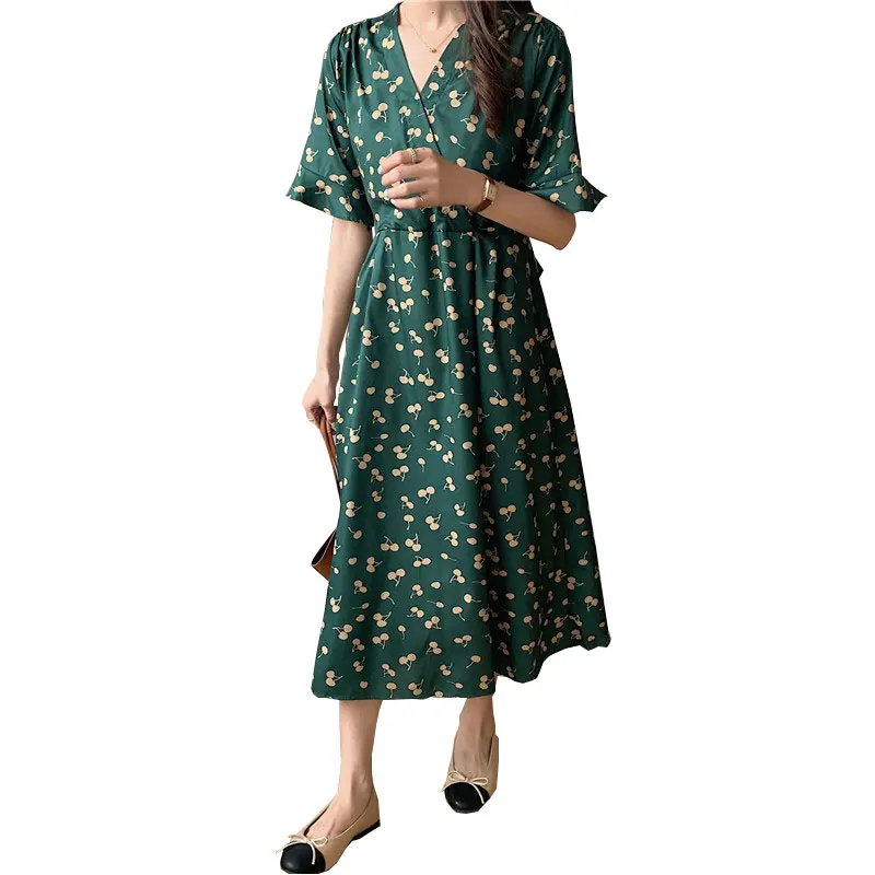 Sexy V Neck Floral green Dress Ladies 2022 New Butterfly Sleeve High Waist Casual Print Dresses For Women Summer Chiffon Dress
Sexy V Neck Floral green Dress Ladies 2022 New Butterfly Sleeve High Waist Casual Print Dresses For Women Summer Chiffon Dress