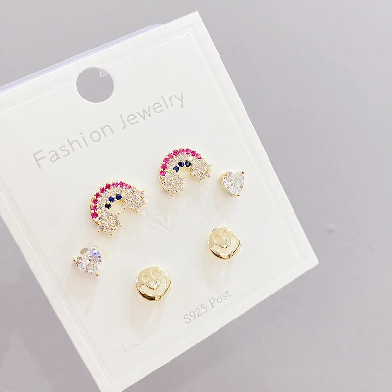 New Sterling Silverss Needle Korean Style Three Pairs Female Stud Earrings Simple Sweet Rainbow Exquisite 14K
New Sterling Silverss Needle Korean Style Three Pairs Female Stud Earrings Simple Sweet Rainbow Exquisite 14K