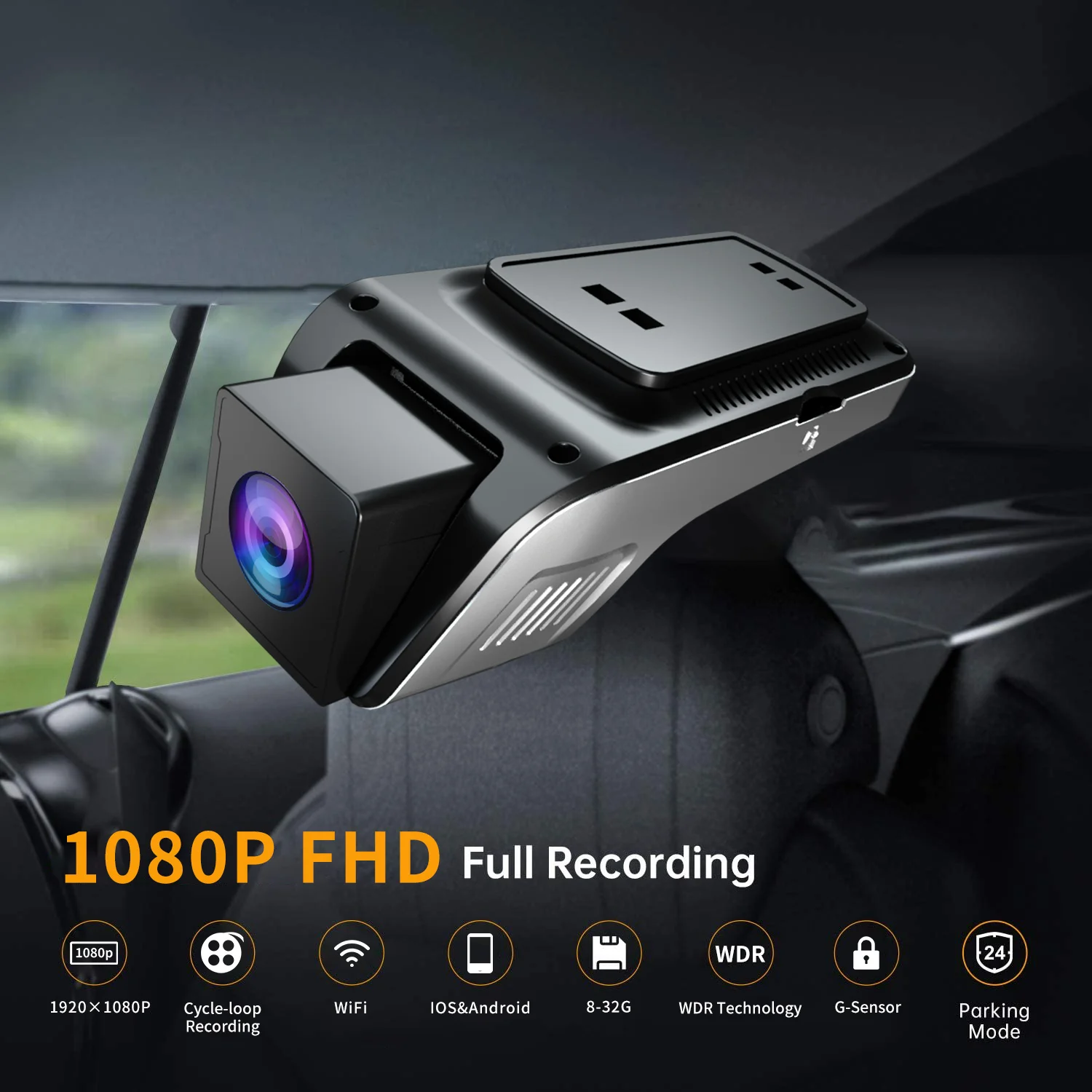 

Видеорегистратор автомобильный 8-128GTF, Full HD 1080P, Wi-Fi, угол обзора 170 °, ночное видение