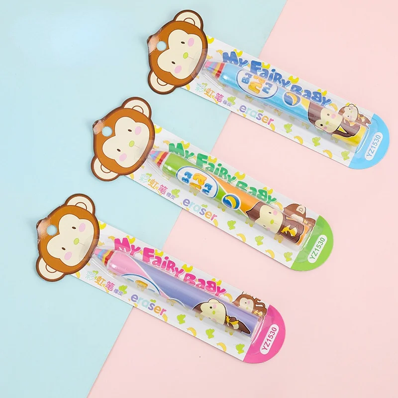 Creative Long Round Colorful Rainbow Eraser Pen Cartoon Animal Mouth Monkey Rubber Wipe Clean Cute School Supplies Stationery
Creative Long Round Colorful Rainbow Eraser Pen Cartoon Animal Mouth Monkey Rubber Wipe Clean Cute School Supplies Stationery