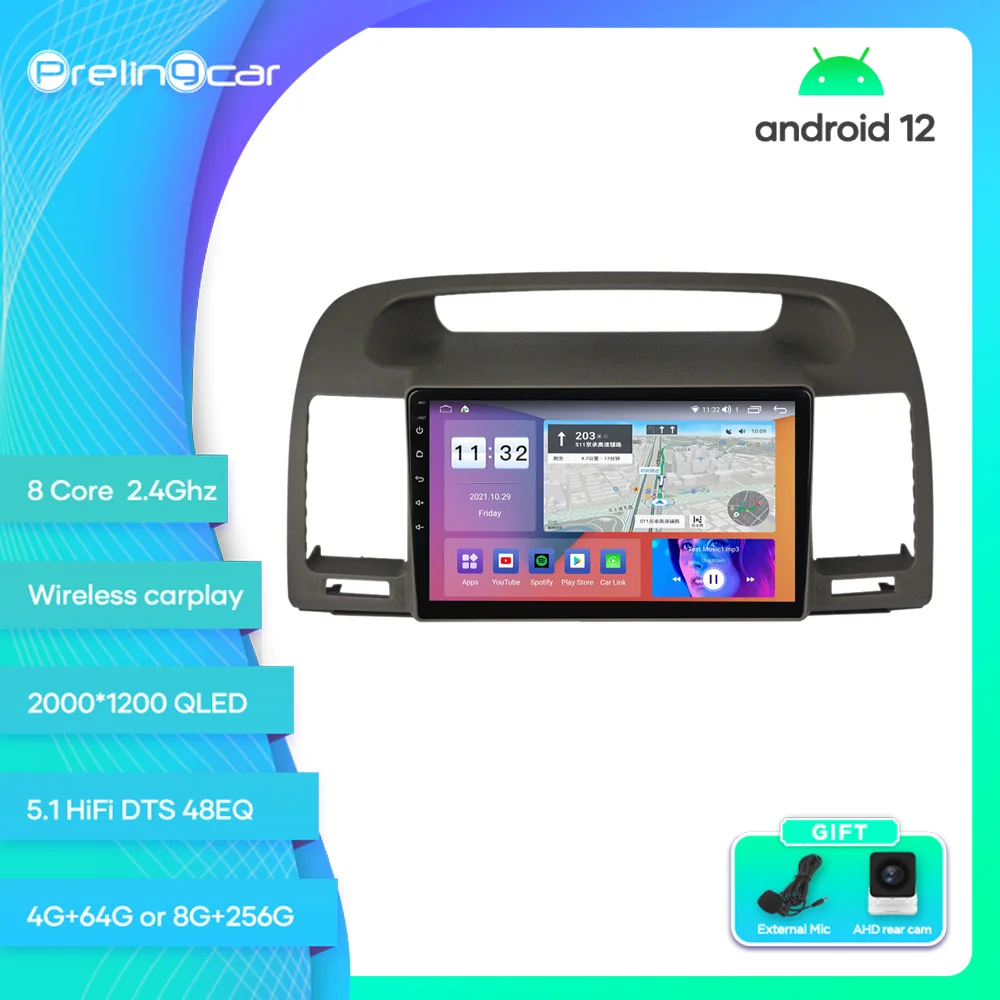 Prelingcar For Toyota Camry 2002-2006 Year Android 12 Car Monitor 8 256g Carplay RDS GPS Built 2din Radio DVD Player 5.1HIFI DST
Prelingcar For Toyota Camry 2002-2006 Year Android 12 Car Monitor 8 256g Carplay RDS GPS Built 2din Radio DVD Player 5.1HIFI DST