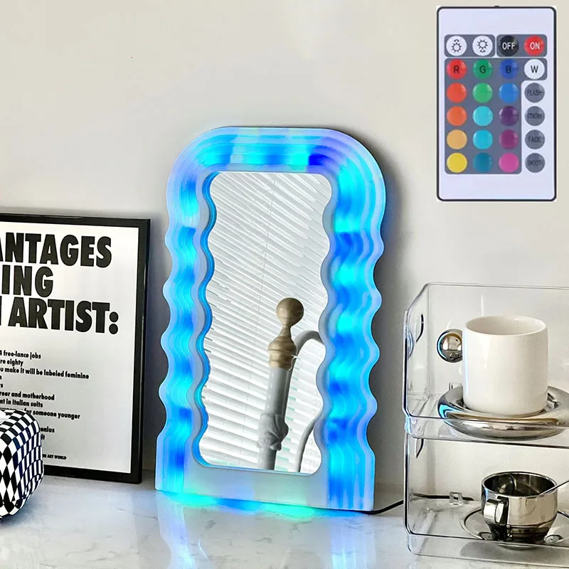 Мерцающее зеркало с волнистым блеском, косметическое зеркало для макияжа, настольное зеркало неправильной формы для макияжа, эстетическое креативное украшение комнаты Ayna 
Мерцающее зеркало с волнистым блеском, косметическое зеркало для макияжа, настольное зеркало неправильной формы для макияжа, эстетическое креативное украшение комнаты Ayna