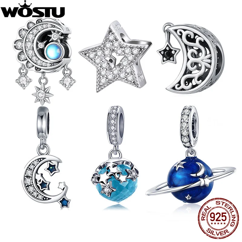 WOSTU 925 Sterling Silver Star Moon Charms Beads For Women Fit Original Bracelet Bangle Rainbow Moonstone Pendant Jewelry Making 
WOSTU 925 Sterling Silver Star Moon Charms Beads For Women Fit Original Bracelet Bangle Rainbow Moonstone Pendant Jewelry Making