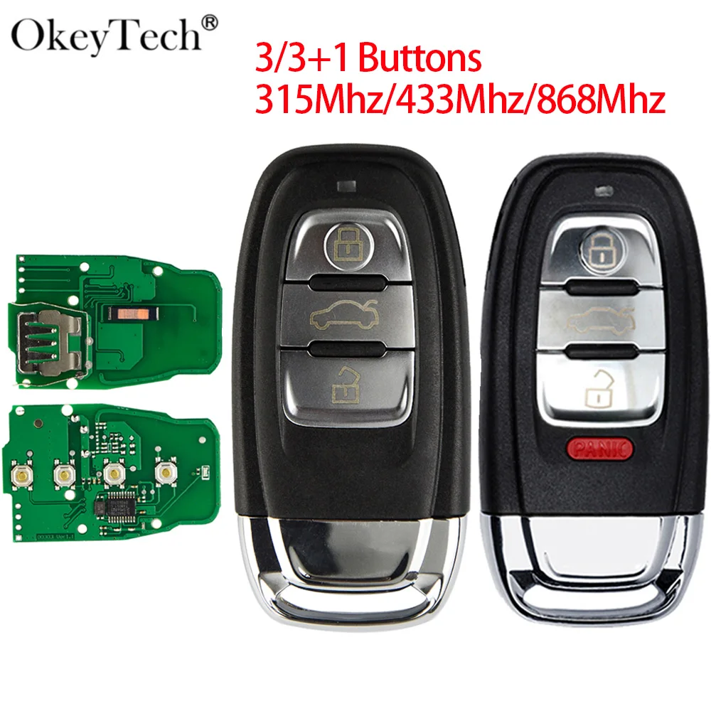 Okeytech 3/4 Buttons 315Mhz/433Mhz/868Mhz Smart Remote Key For Audi Q5 A4L A5 A6 A7 A8 RS4 RS5 S4 S5 Keyless Entry Insert Blade
Okeytech 3/4 Buttons 315Mhz/433Mhz/868Mhz Smart Remote Key For Audi Q5 A4L A5 A6 A7 A8 RS4 RS5 S4 S5 Keyless Entry Insert Blade