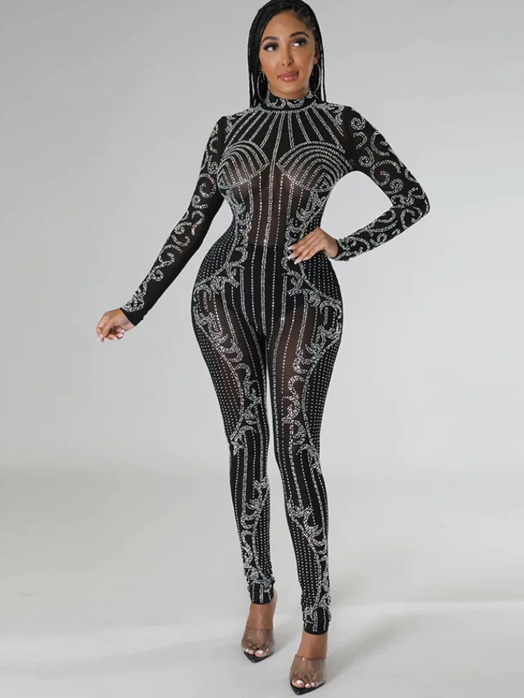 WUHE Mesh Sparkly Rhinestones Jumpsuit Women Elegant Long Sleeve One-pieces Rompers Sexy Sheer Birthday Nightclub Party Overalls
WUHE Mesh Sparkly Rhinestones Jumpsuit Women Elegant Long Sleeve One-pieces Rompers Sexy Sheer Birthday Nightclub Party Overalls