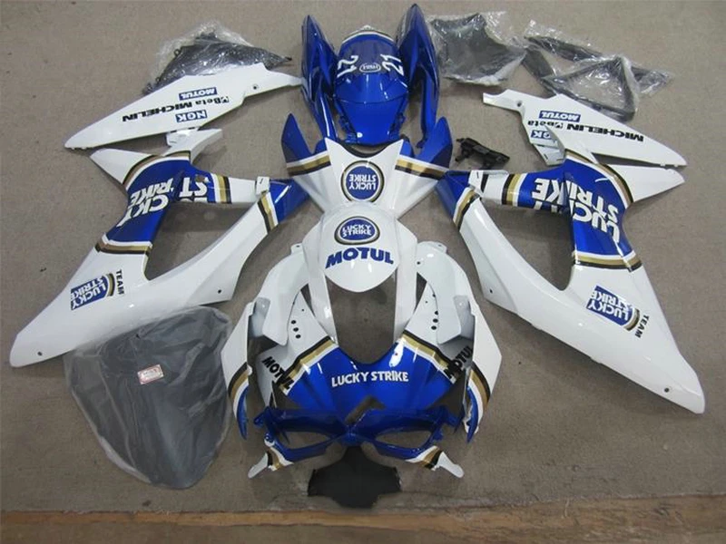 Пользовательский обтекатель для Suzuki 06 07 GSXR600 ABS Инжекционный обтекатель комплект GSXR750 GSX R750 2006 2007 blue Lucky Strike Запчасти для мотоциклов
Пользовательский обтекатель для Suzuki 06 07 GSXR600 ABS Инжекционный обтекатель комплект GSXR750 GSX R750 2006 2007 blue Lucky Strike Запчасти для мотоциклов