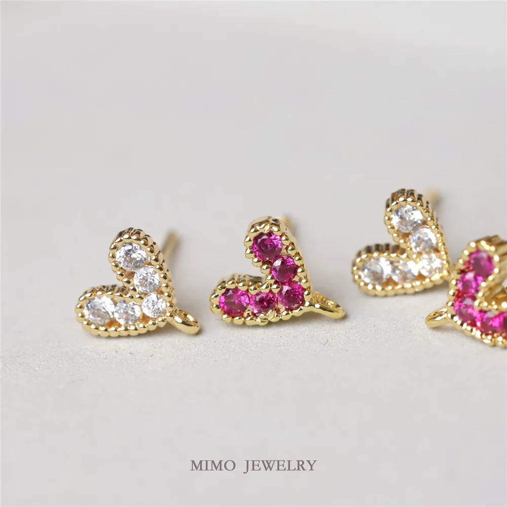 Gold-plated copper micro-inlaid zircon cake edge color heart shaped earrings DIY semi-finished earrings accessories
Gold-plated copper micro-inlaid zircon cake edge color heart shaped earrings DIY semi-finished earrings accessories