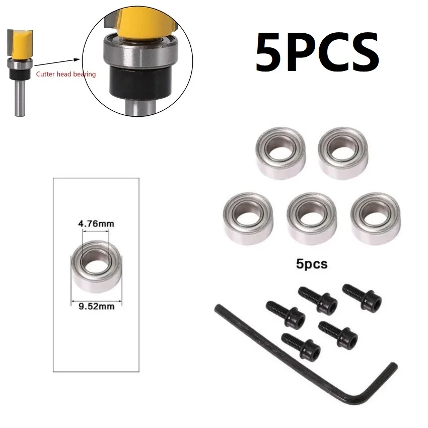 Router Bit Bearing Kit Steel Bearing Flush Trim Inner 4.76 Outer 9.52mm For Milling Head Holder 1/4 Handle Wood Milling Cutter
Router Bit Bearing Kit Steel Bearing Flush Trim Inner 4.76 Outer 9.52mm For Milling Head Holder 1/4 Handle Wood Milling Cutter