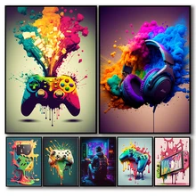 Colorful Game Controller Wall Art Poster Prints Nordic Aesthetic Picture Canvas Painting Gaming Boy Room Home Decoration