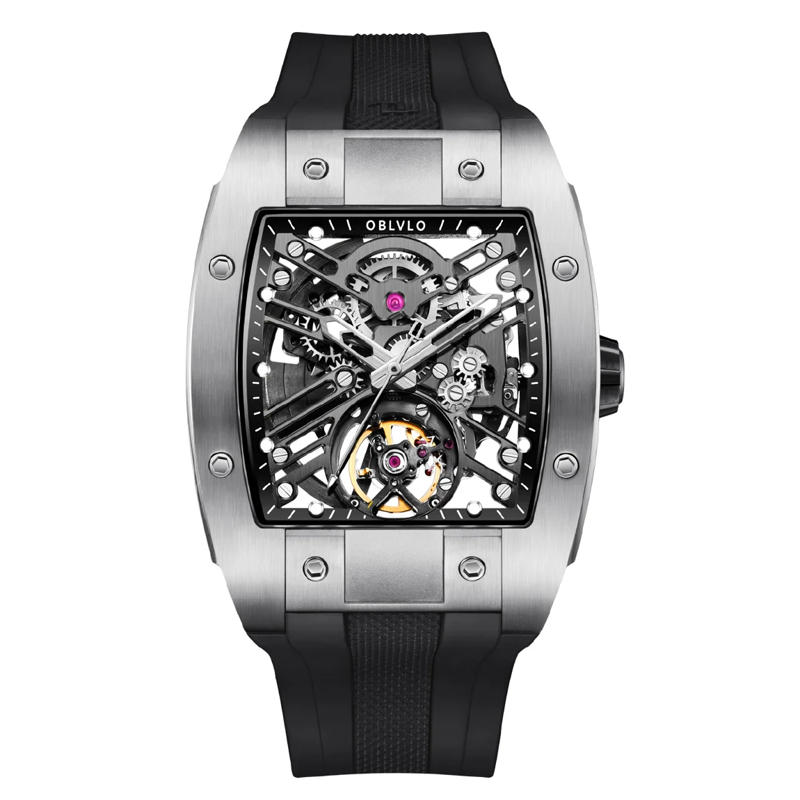 OBLVLO Men Automatic Watch 44mm Luxury Mechanical Wristwatch Fashion Waterproof Tonneau Hollow Out Dial Sapphire Rubber Strap
OBLVLO Men Automatic Watch 44mm Luxury Mechanical Wristwatch Fashion Waterproof Tonneau Hollow Out Dial Sapphire Rubber Strap