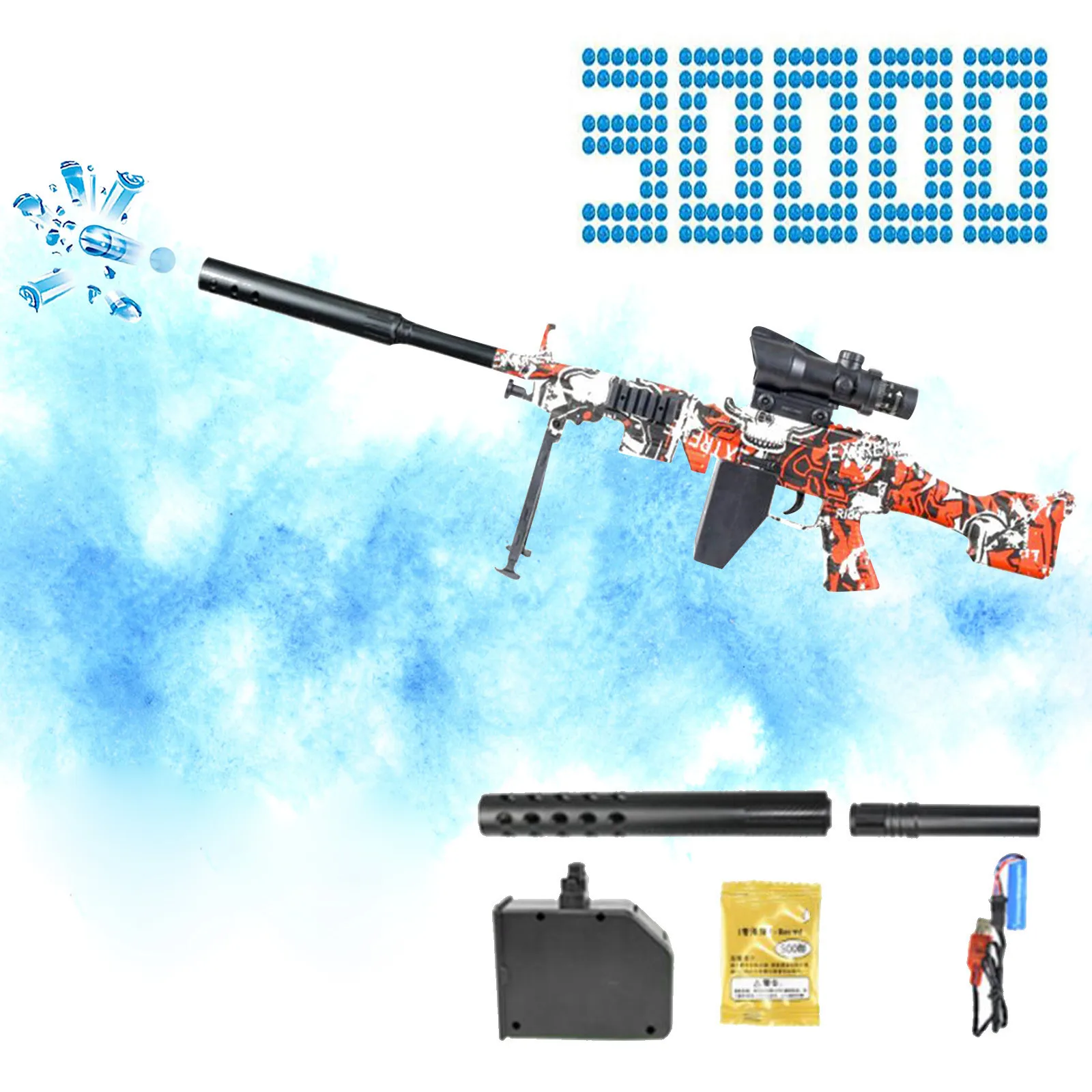 Gel Blaster Gun - Automatic Splatter Ball Gun With 30000 Water Beads - Splatr Ball Gun - Outdoor Toys For Kids Ages 12+ (AKM-47)
Gel Blaster Gun - Automatic Splatter Ball Gun With 30000 Water Beads - Splatr Ball Gun - Outdoor Toys For Kids Ages 12+ (AKM-47)