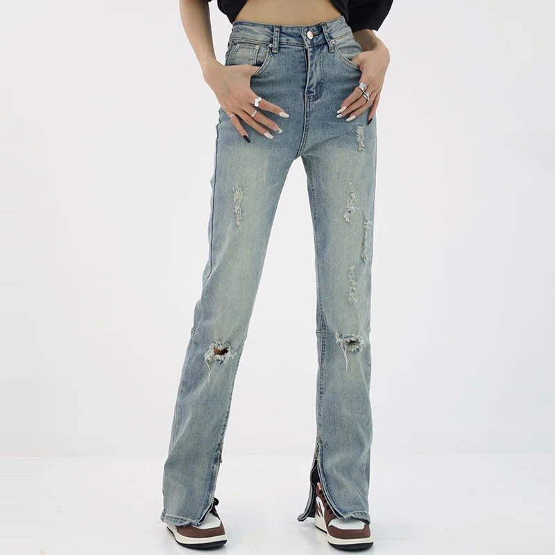 Blue Ripped Jeans for Women Baggy Denim Winter Pants 2000s Clothes Y2k Korean Fashion 2023 Femme Vintage Straight Jeans Trousers
Blue Ripped Jeans for Women Baggy Denim Winter Pants 2000s Clothes Y2k Korean Fashion 2023 Femme Vintage Straight Jeans Trousers