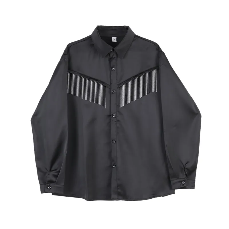 Men Casual Shirt Male Metal Tassel Satin Style Long Sleeve Streetwear Vintage Fashion Hip Hop Shirt Lovers Shirt Stage Clothing
Men Casual Shirt Male Metal Tassel Satin Style Long Sleeve Streetwear Vintage Fashion Hip Hop Shirt Lovers Shirt Stage Clothing