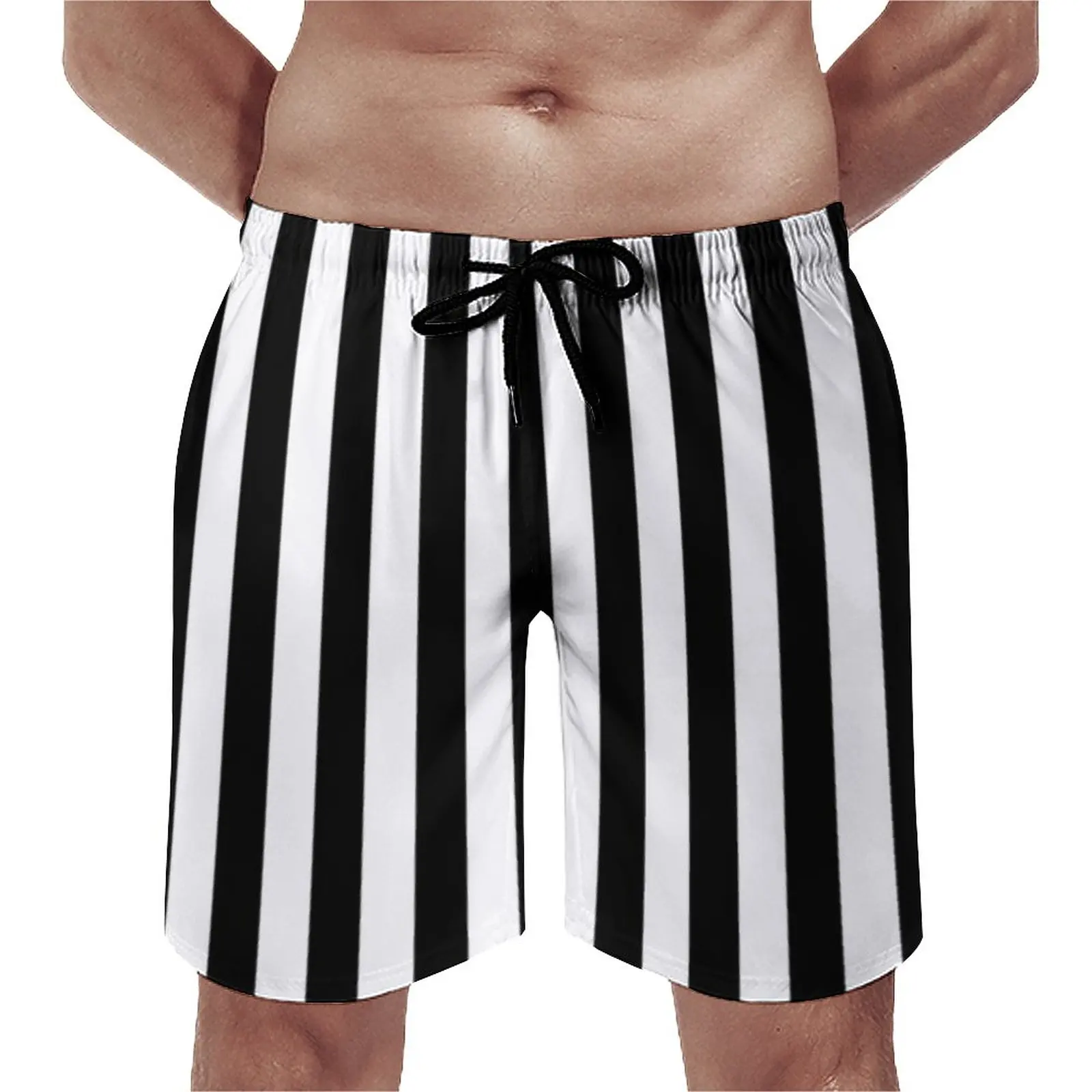 Vintage Striped Print Board Shorts Summer Black White Stripes Casual Beach Short Pants Men's Sports Fitness Design Swim Trunks
Vintage Striped Print Board Shorts Summer Black White Stripes Casual Beach Short Pants Men's Sports Fitness Design Swim Trunks