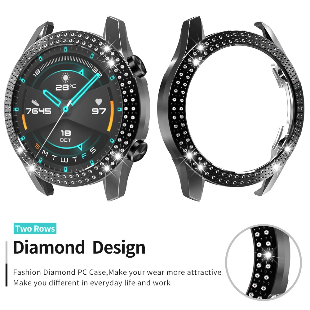 Легкий двухрядный Алмазный чехол из поликарбоната для Huawei Watch GT 1 46 мм, тонкий бампер GT, Роскошные блестящие аксессуары в рамке
Легкий двухрядный Алмазный чехол из поликарбоната для Huawei Watch GT 1 46 мм, тонкий бампер GT, Роскошные блестящие аксессуары в рамке