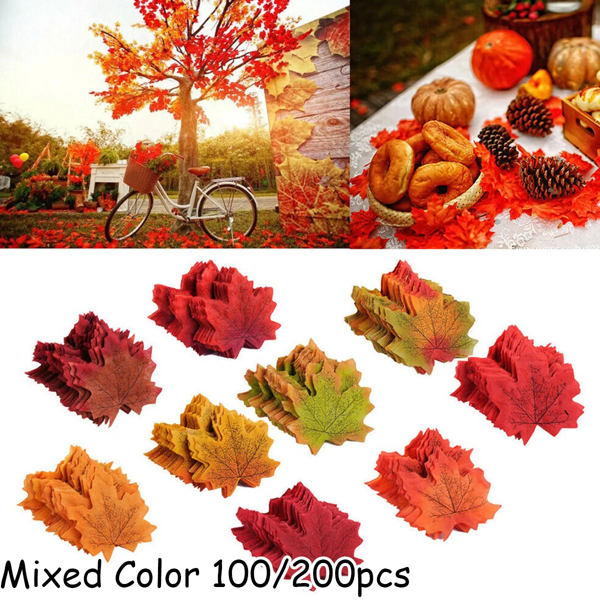 100 PCS/200 Pcs Autumn Maple Leaf Decorations Set Fall Fake Silk Leaves Craft Home Wedding Party Decors
100 PCS/200 Pcs Autumn Maple Leaf Decorations Set Fall Fake Silk Leaves Craft Home Wedding Party Decors