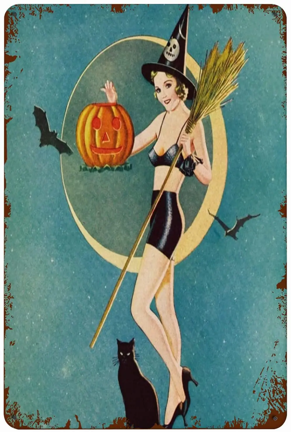 Винтажная ведьма keжабера для Хэллоуина, винтажное жестяное украшение для стен для баров, ресторанов, кафе, пабов, подарок для офиса 
Винтажная ведьма keжабера для Хэллоуина, винтажное жестяное украшение для стен для баров, ресторанов, кафе, пабов, подарок для офиса