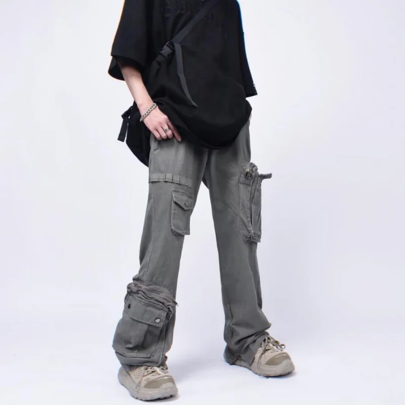 DEEPTOWN Vintage Cargo Pants for Men Loose Trousers Male Casual Hip Hop Zipper Pocket Streetwear Sweatpants Wide Leg Fashion
DEEPTOWN Vintage Cargo Pants for Men Loose Trousers Male Casual Hip Hop Zipper Pocket Streetwear Sweatpants Wide Leg Fashion