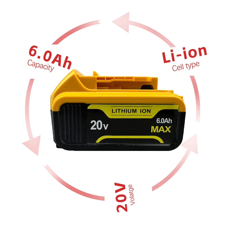20V Electric Eplacement Battery, 6000MAH, for 12V Dewei Tools DCB205 DCD74 DCB201 DCG412 DCD740 DCB203 , Etc 
20V Electric Eplacement Battery, 6000MAH, for 12V Dewei Tools DCB205 DCD74 DCB201 DCG412 DCD740 DCB203 , Etc