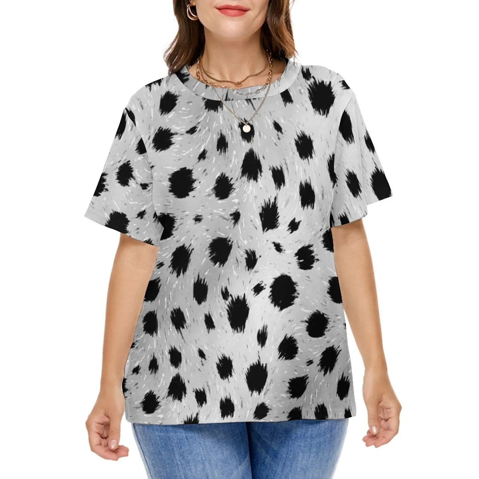 Dalmatian Spots Print T Shirt Black and White Pretty T-Shirts Short Sleeve Street Fashion Tshirt Summer Clothes Plus Size 5XL
Dalmatian Spots Print T Shirt Black and White Pretty T-Shirts Short Sleeve Street Fashion Tshirt Summer Clothes Plus Size 5XL