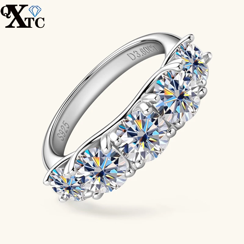 QXTC 18K Plated 3.6CT All Moissanite Rings for Women 5 Stones Sparkling Diamond Wedding Band S925 Sterling Silver Fine Jewelry
QXTC 18K Plated 3.6CT All Moissanite Rings for Women 5 Stones Sparkling Diamond Wedding Band S925 Sterling Silver Fine Jewelry