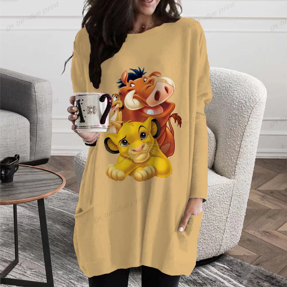 Round Neck Long Sleeved Women's T-shirt Disney Lion King Simba Printed Loose Casual Shirt Long T-shirt Beautiful Pocket Pullover
Round Neck Long Sleeved Women's T-shirt Disney Lion King Simba Printed Loose Casual Shirt Long T-shirt Beautiful Pocket Pullover