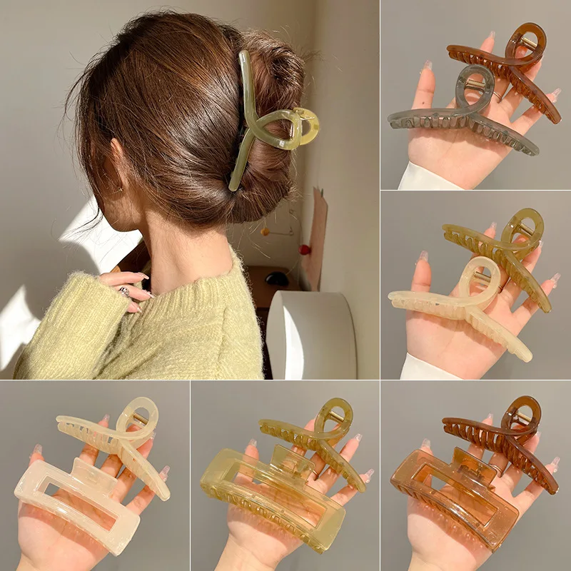 Korean Large Plastic Hair Claws Hair Clips for Women Elegant Solid Color Shark Clip Hairpin Headwear Barrette Hair Accessories
Korean Large Plastic Hair Claws Hair Clips for Women Elegant Solid Color Shark Clip Hairpin Headwear Barrette Hair Accessories