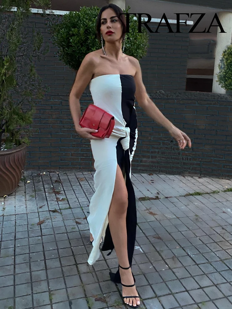 TRAFZA Women Elegant Stripe Patchwork Strapless Dress Female Fashion Slim Off Shoulder Sleeveless Dresses Lady Party Club Dress
TRAFZA Women Elegant Stripe Patchwork Strapless Dress Female Fashion Slim Off Shoulder Sleeveless Dresses Lady Party Club Dress