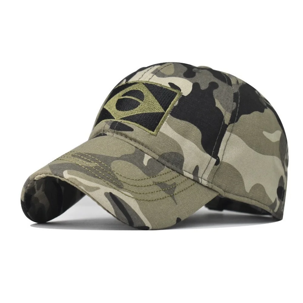

Men's Camo Brazil Embroidery Baseball Caps MilitaryTactical Snapback Army Green Cap Male Outdoor Sports Hunting Airsoft Dad Hat