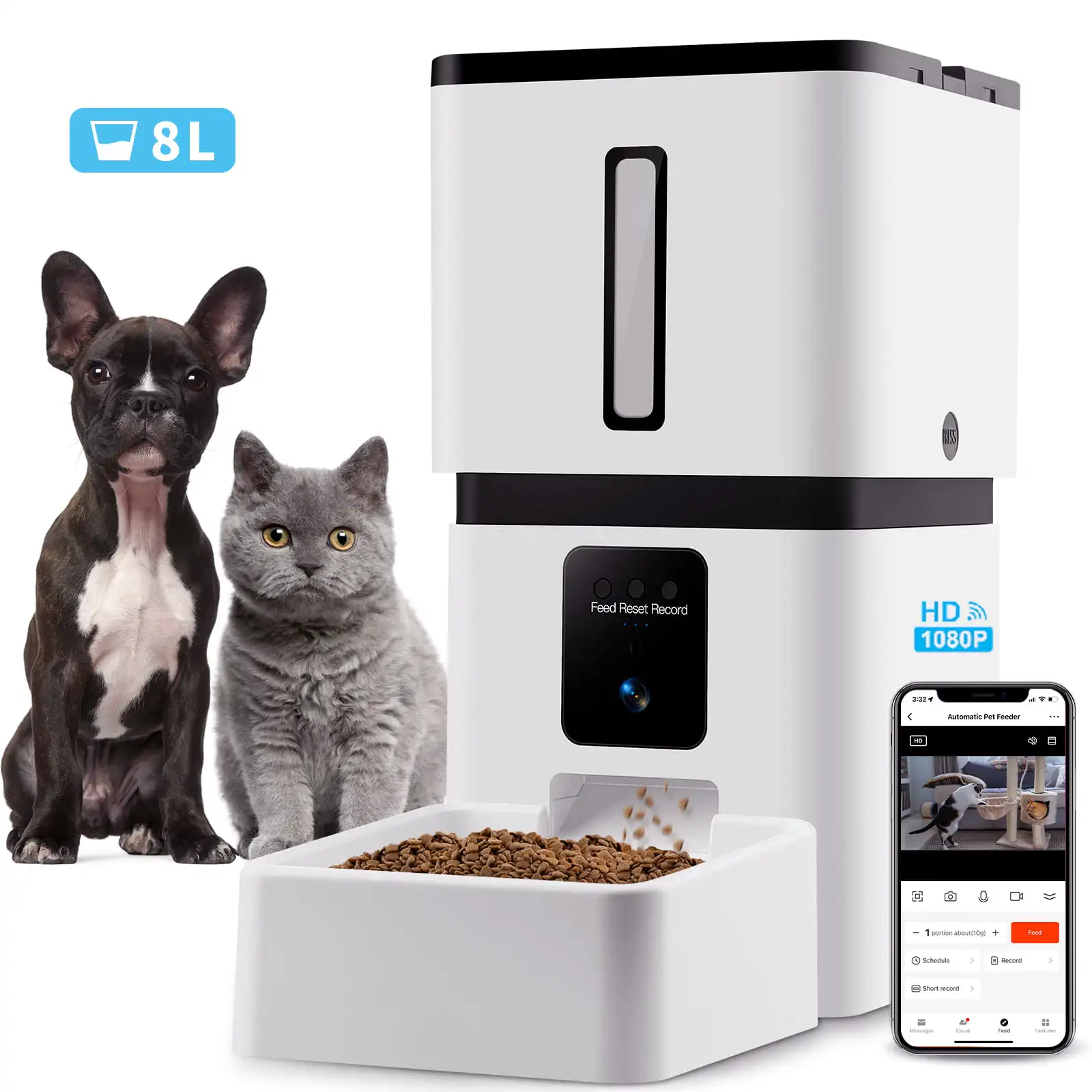 Free Shipping Automatic Pet Feeder with 1080P Camera 8L Large Food Dispenser for pet and dog 5G WiFi Connect 2-Way Audio APP Con
Free Shipping Automatic Pet Feeder with 1080P Camera 8L Large Food Dispenser for pet and dog 5G WiFi Connect 2-Way Audio APP Con