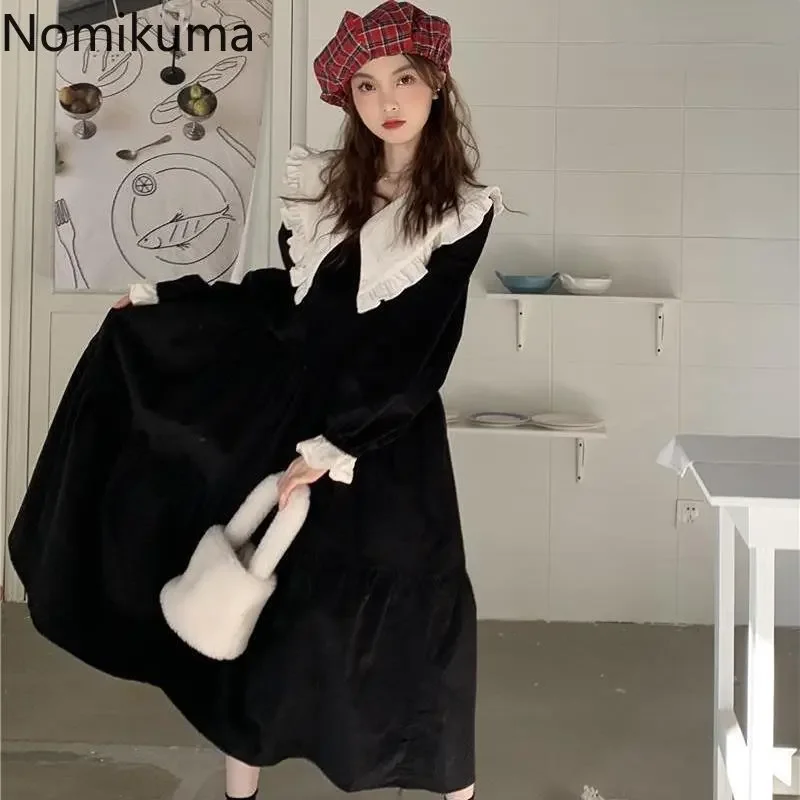Платья Nomikuma для женщин 2022 весна осень кукольный воротник свободные Vestido Feminino